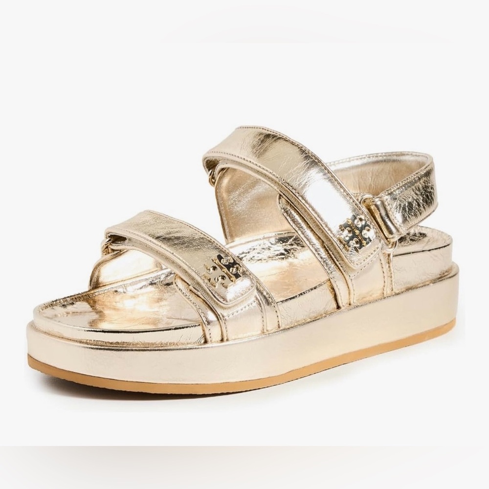 Tory Burch Women's Kira Two Band Sport Sandals (Sparkle Gold)